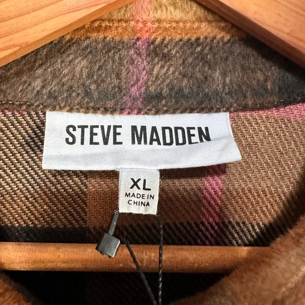 Steve Madden‎ Plaid Duster Shirt Jacket Sz XL